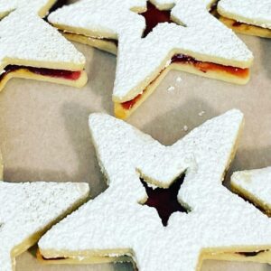 Red, White, and Blueberry Linzer Tart Star Cookies